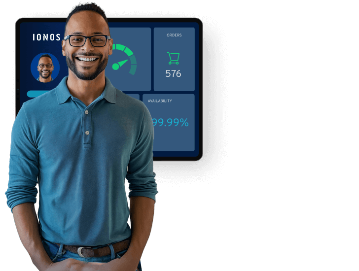 Editorial illustration for IONOS Web Hosting Review for Small Businesses